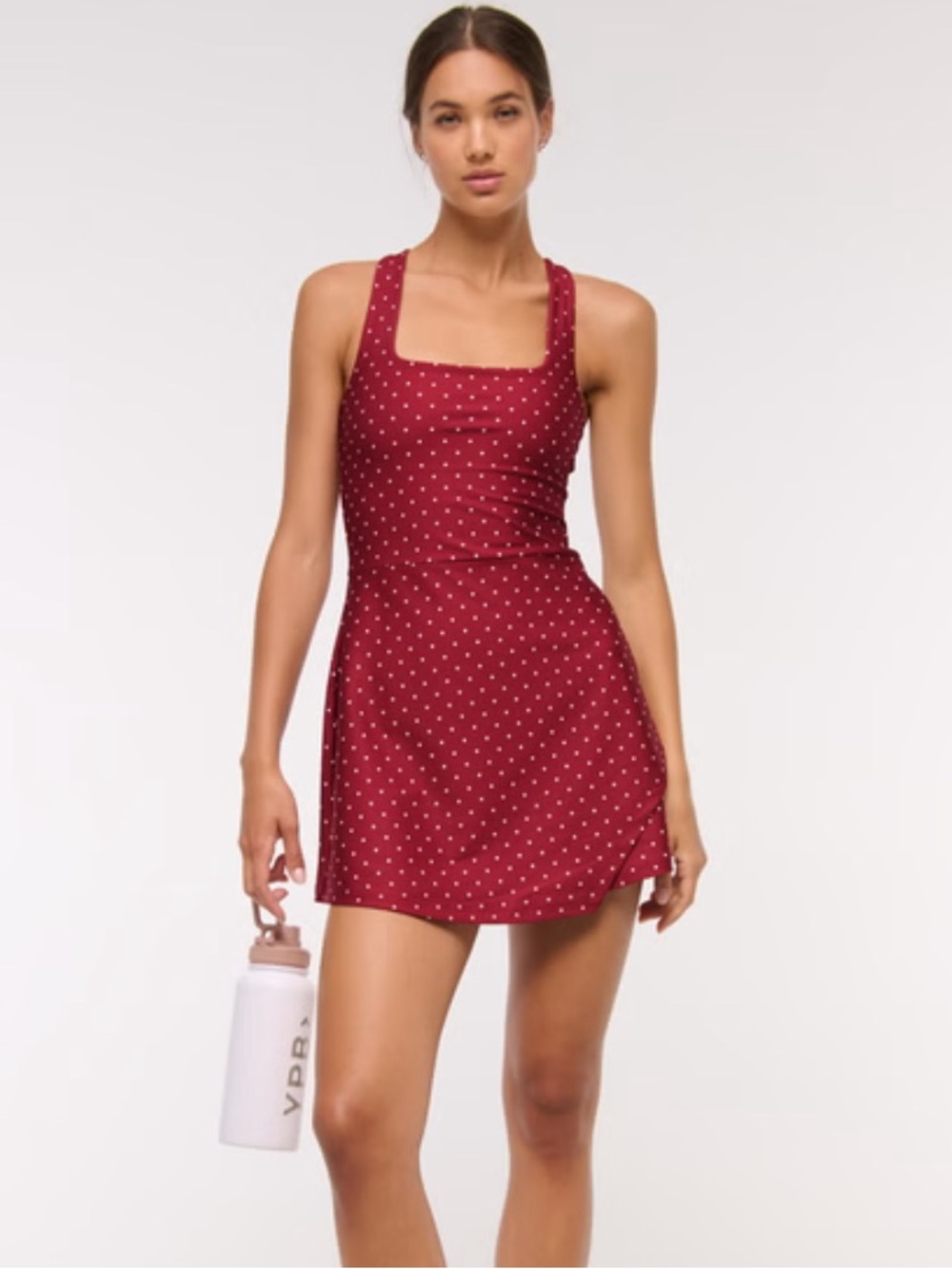 Abercrombie YPB Sculptlux Burgundy Polka Dot Athletic Dress S